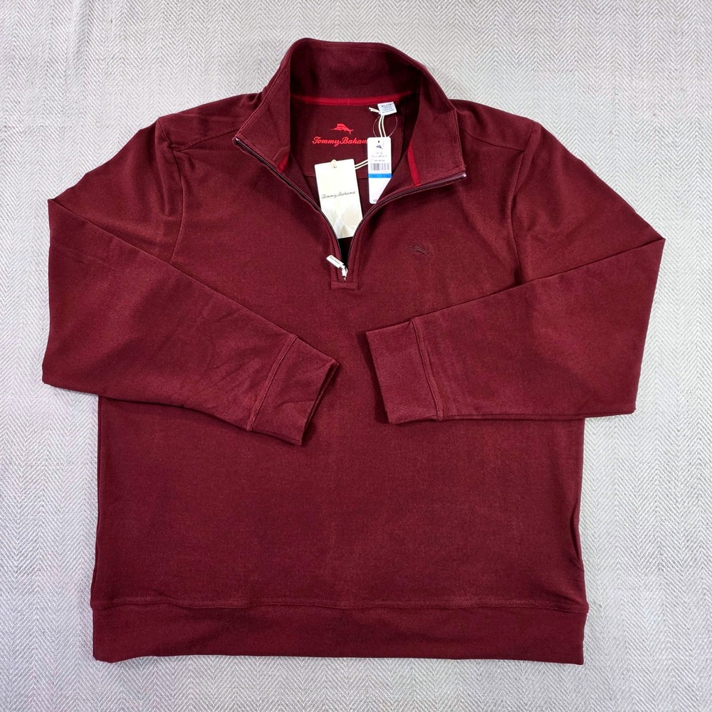 Tommy Bahama Half Zip Pullover Mens XL Pinot Noir NWT Textured Knit